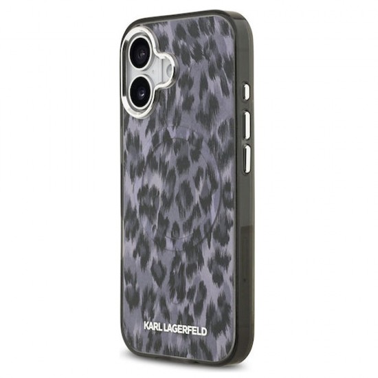 Husa spate pentru iPhone 17 Karl Lagerfeld Leopard Magsafe - Gri