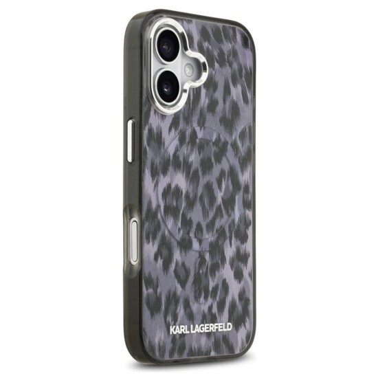 Husa spate pentru iPhone 17 Karl Lagerfeld Leopard Magsafe - Gri