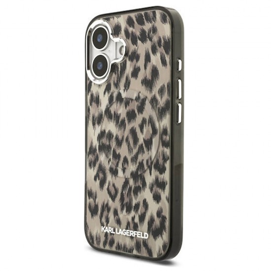 Husa spate pentru iPhone 17 Karl Lagerfeld Leopard Magsafe - Maro