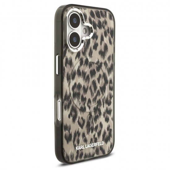 Husa spate pentru iPhone 17 Karl Lagerfeld Leopard Magsafe - Maro