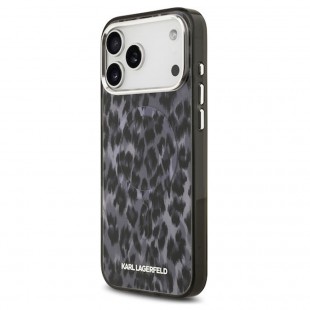 Husa spate pentru iPhone 17 Pro Karl Lagerfeld Leopard Magsafe - Gri