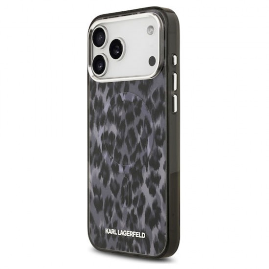 Husa spate pentru iPhone 17 Pro Max Karl Lagerfeld Leopard Magsafe - Gri