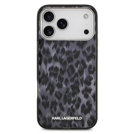 Husa spate pentru iPhone 17 Pro Max Karl Lagerfeld Leopard Magsafe - Gri
