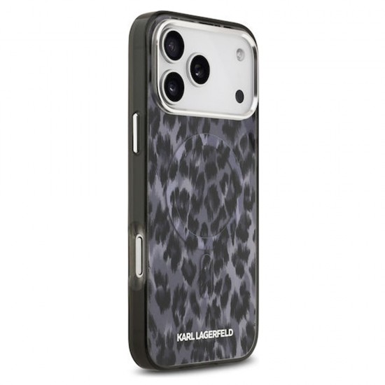 Husa spate pentru iPhone 17 Pro Max Karl Lagerfeld Leopard Magsafe - Gri