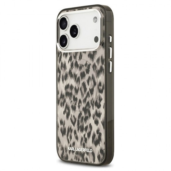 Husa spate pentru iPhone 17 Pro Karl Lagerfeld Leopard Magsafe - Maro