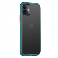 Husa spate Button Case pentru iPhone 12 Mini - Turcoaz / Portocaliu