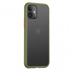 Husa spate Button Case pentru iPhone 12 Mini - Army / Portocaliu