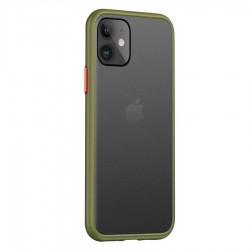 Husa spate Button Case pentru iPhone 12 Mini - Army / Portocaliu