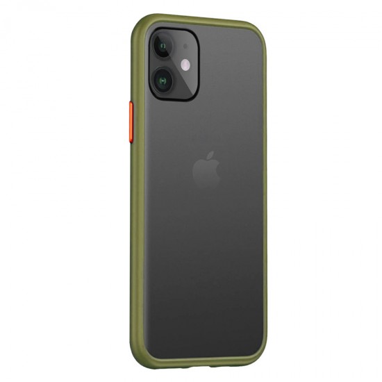 Husa spate Button Case pentru iPhone 12 Mini - Army / Portocaliu