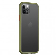 Husa spate Button Case pentru iPhone 12 Pro - Army / Portocaliu
