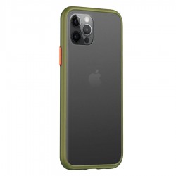 Husa spate Button Case pentru iPhone 12 Pro - Army / Portocaliu