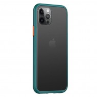 Husa spate Button Case pentru iPhone 12 - Turcoaz / Portocaliu