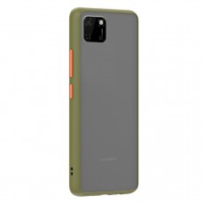 Husa spate Button Case pentru Huawei Y6P - Army / Portocaliu