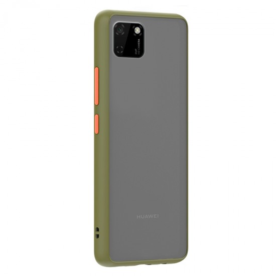 Husa spate Button Case pentru Huawei Y5P - Army / Portocaliu