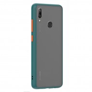 Husa spate Button Case pentru Huawei Y6 2019 - Turcoaz / Portocaliu Husa spate Button Case pentru Huawei Y6 2019 - Turcoaz / Portocaliu