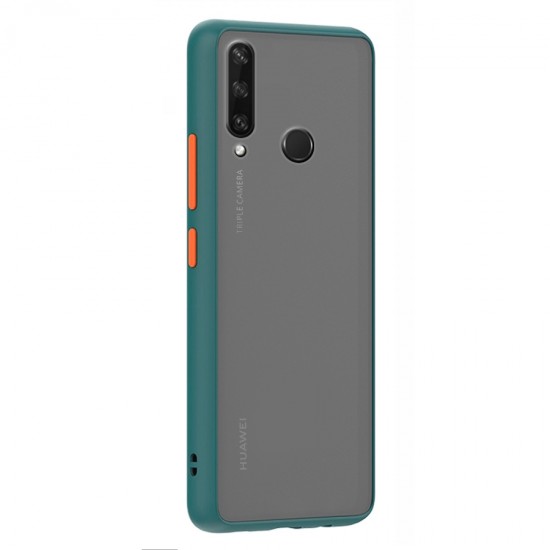 Husa spate Button Case pentru Huawei Y6P - Turcoaz / Portocaliu