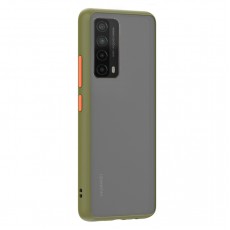 Husa spate Button Case pentru Huawei P Smart 2021 - Army / Portocaliu