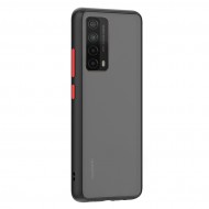 Husa spate Button Case pentru Huawei P Smart 2021 - Negru / Rosu