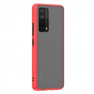 Husa spate Button Case pentru Huawei P Smart 2021 - Rosu / Negru Husa spate Button Case pentru Huawei P Smart 2021 - Rosu / Negru