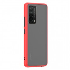Husa spate Button Case pentru Huawei P Smart 2021 - Rosu / Negru