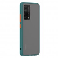 Husa spate Button Case pentru Huawei P Smart 2021 - Turcoaz / Portocaliu Husa spate Button Case pentru Huawei P Smart 2021 - Turcoaz / Portocaliu