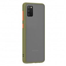 Husa spate Button Case pentru Samsung Galaxy A02s - Army / Portocaliu Husa spate Button Case pentru Samsung Galaxy A02s - Army / Portocaliu
