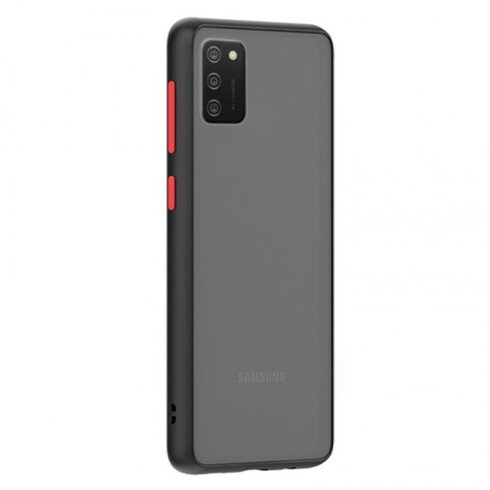 Husa spate Button Case pentru Samsung Galaxy A02s - Negru / Rosu
