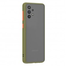Husa spate Button Case pentru Samsung Galaxy A32 5G - Army / Portocaliu