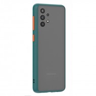 Husa spate Button Case pentru Samsung Galaxy A52 5G - Turcoaz / Portocaliu