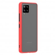 Husa spate Button Case pentru Samsung Galaxy A12 - Rosu / Negru