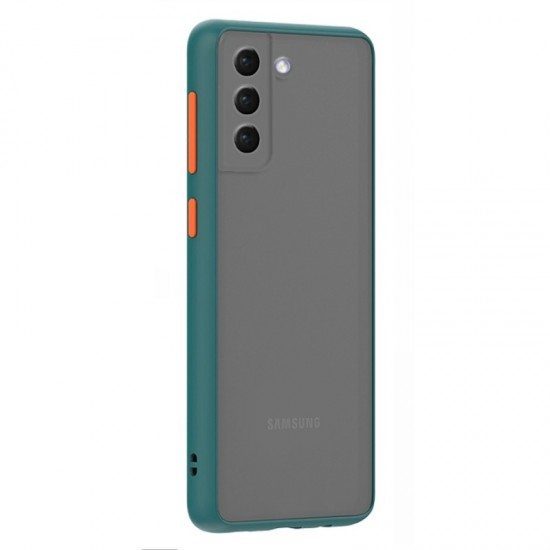 Husa spate Button Case pentru Samsung Galaxy S21 Plus - Turcoaz / Portocaliu
