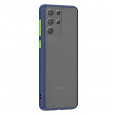 Husa spate Button Case pentru Samsung Galaxy S21 Ultra - Albastru / Verde