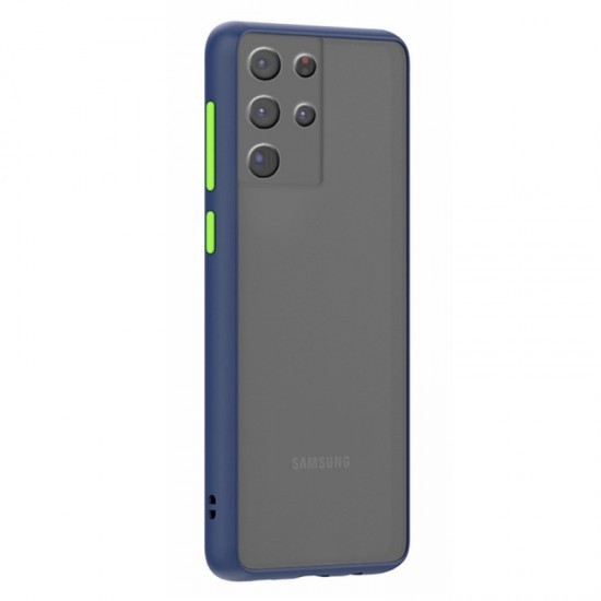 Husa spate Button Case pentru Samsung Galaxy S21 Ultra - Albastru / Verde