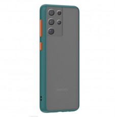 Husa spate Button Case pentru Samsung Galaxy S21 Ultra - Turcoaz / Portocaliu