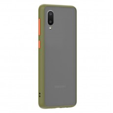 Husa spate Button Case pentru Samsung Galaxy A02 - Army / Portocaliu