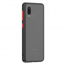 Husa spate Button Case pentru Samsung Galaxy A02 - Negru / Rosu