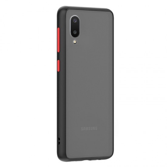 Husa spate Button Case pentru Samsung Galaxy A02 - Negru / Rosu