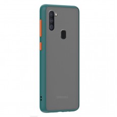 Husa spate Button Case pentru Samsung Galaxy A11 - Turcoaz / Portocaliu