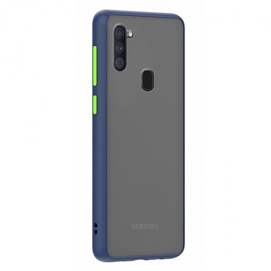 Husa spate Button Case pentru Samsung Galaxy A11 - Albastru / Verde