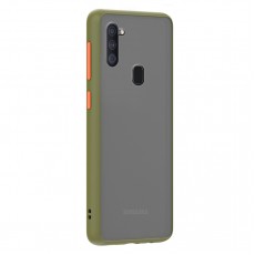 Husa spate Button Case pentru Samsung Galaxy A11 - Army / Portocaliu