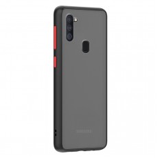 Husa spate Button Case pentru Samsung Galaxy A11 - Negru / Rosu