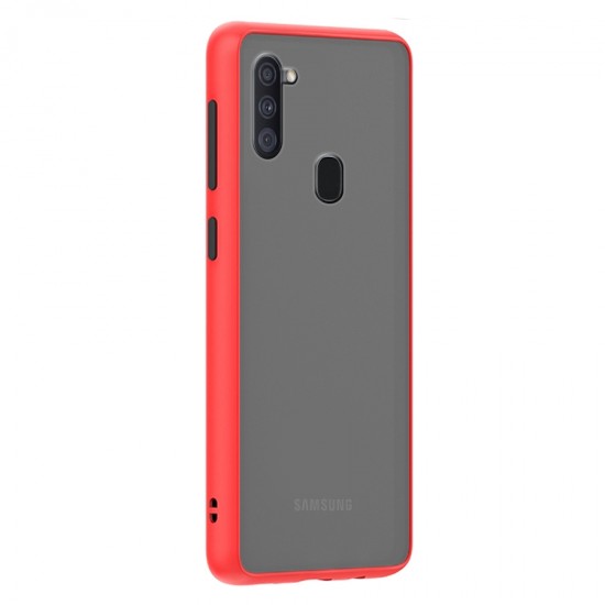 Husa spate Button Case pentru Samsung Galaxy A11 - Rosu / Negru