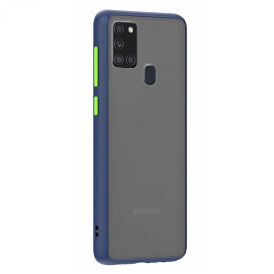 Husa spate Button Case pentru Samsung Galaxy A21s - Albastru / Verde