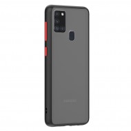 Husa spate Button Case pentru Samsung Galaxy A21s - Negru / Rosu