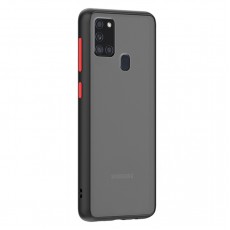Husa spate Button Case pentru Samsung Galaxy A21s - Negru / Rosu