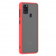 Husa spate Button Case pentru Samsung Galaxy A21s - Rosu / Negru