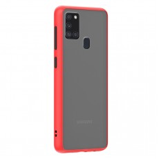 Husa spate Button Case pentru Samsung Galaxy A21s - Rosu / Negru