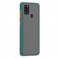 Husa spate Button Case pentru Samsung Galaxy A21s - Turcoaz / Portocaliu