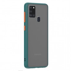 Husa spate Button Case pentru Samsung Galaxy A21s - Turcoaz / Portocaliu