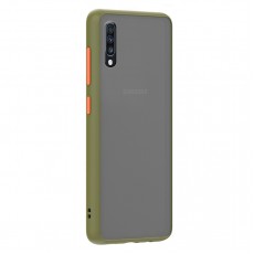 Husa spate Button Case pentru Samsung Galaxy A30s - Army / Portocaliu Husa spate Button Case pentru Samsung Galaxy A30s - Army / Portocaliu